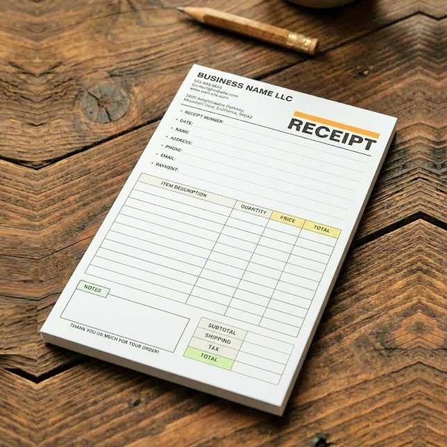Sales Invoice Receipt Pad | Business Order Form Post-it Klebezettel (payment receipt template)