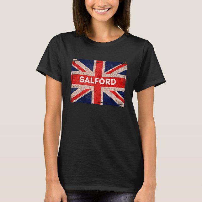 Salford Flag Music Manchester Geboren und gebraten T-Shirt (Vorderseite)