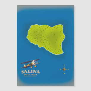 Salina, Sizilien Karte Reiseplakat Karte