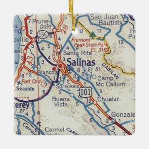 Salinas CA 50's Map Keramikornament