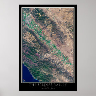 Salinas Valley California Satelliten-Poster-Karte Poster