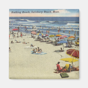 Salisbury Beach, Mass - Vintage Beach Scene Magnet