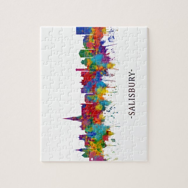 Salisbury England Skyline Puzzle (Vertikal)