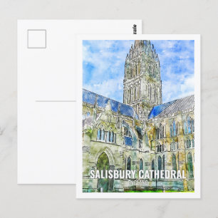 Salisbury Kathedrale Reiseort Wasserfarbe Postkarte