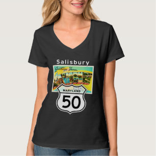 Salisbury Maryland MD US 50 Große Letter Reise Po T-Shirt