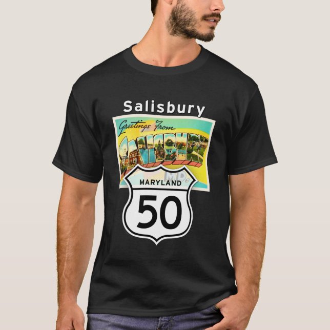 Salisbury Maryland MD US 50 Large Letter Travel Po T-Shirt (Vorderseite)