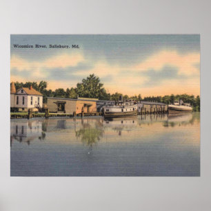 Salisbury MD, Maryland, Wicomico Fluss, Vintag Poster