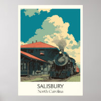 Salisbury NC Vintag Historischer Bahnhof Kunst, Di