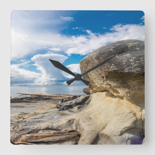 Salish Sea Thunderhead Nanaimo BC Quadratische Wanduhr (Vorderseite)