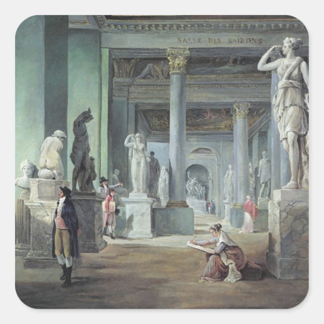 Salle des Saisons am Louvre, c. 1802 Quadratischer Aufkleber (Vorderseite)