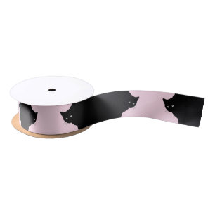Sally Black Cat Pink Satin Ribbon Satinband
