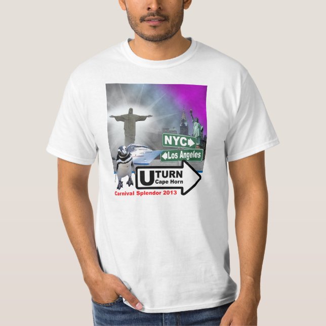 Sally der Pinguin um Kap Hoorn Fronten-Druck T-Shirt (Vorderseite)