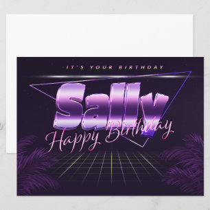 Sally Name Vorname lila retro Karte Geburtstag