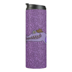 Sally und Roy auf Lila Doodles Thermosbecher