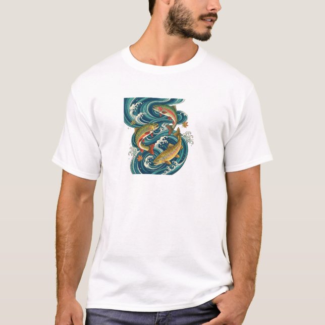 Salmon and Whirlpools T-Shirt (Vorderseite)