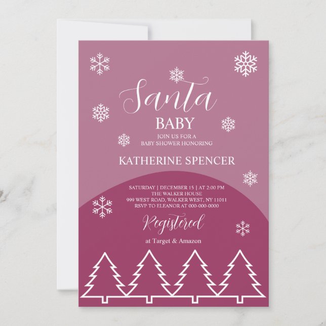 Salmon baby shower xmas snowflakes cursive typo einladung (Vorderseite)