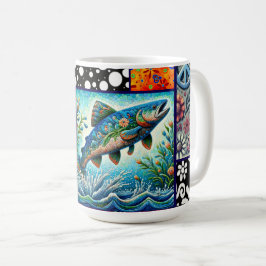 Salmon Crazy Quilt Floral Whimsical Colorful Kaffeetasse