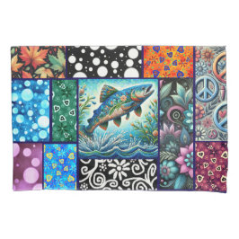 Salmon Crazy Quilt Floral Whimsical Colorful Kissenbezug