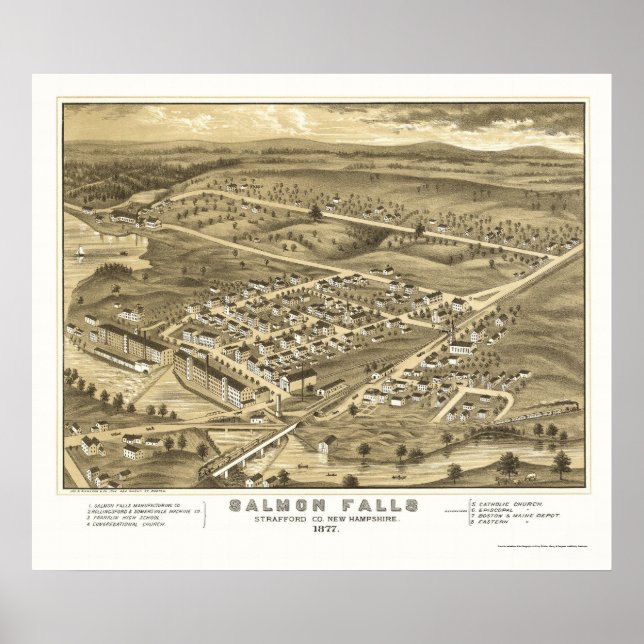 Salmon Falls, NH Panoramic Map - 1877 Poster (Vorne)