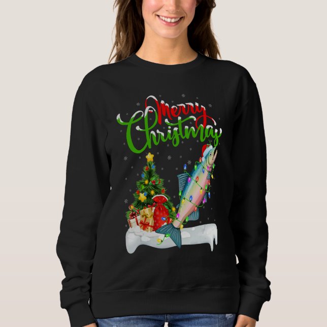 Salmon Fish   Xmas Decorations Santa Salmon Christ Sweatshirt (Vorderseite)