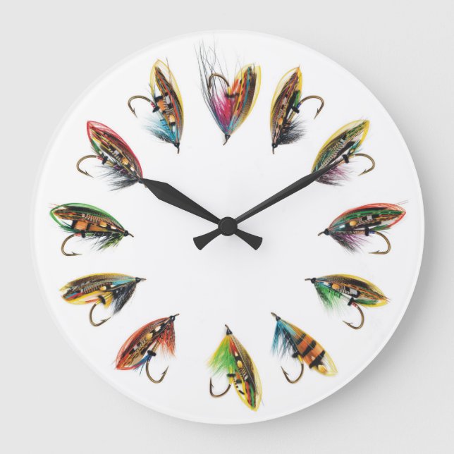 Salmon fly wall clock große wanduhr (Vorderseite)