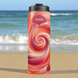 Salmon Pink Modern Abstract Swirling Thermosbecher