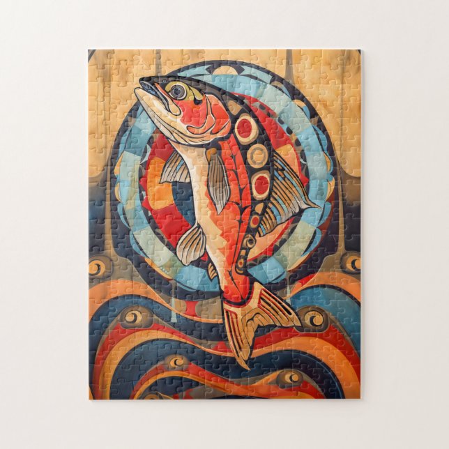 Salmon Totem – Journey in Deco Style Puzzle (Vertikal)