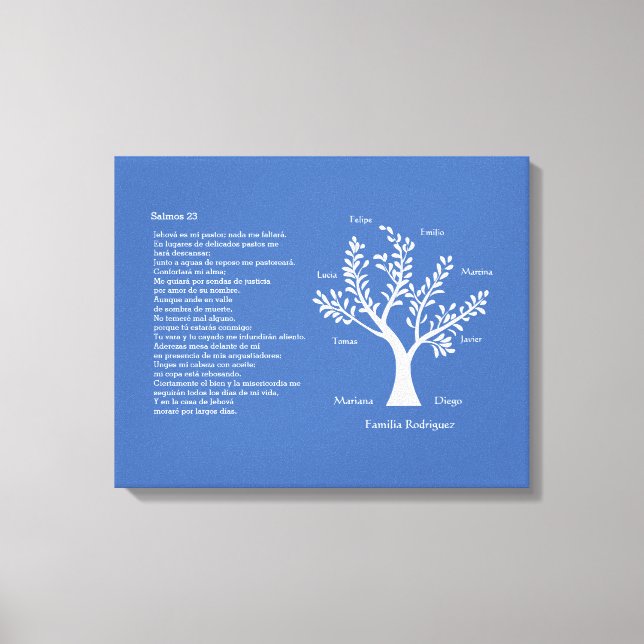 Salmos 23 - Psalm 23 Familienbaum, Leinwanddruck (Vorderseite)