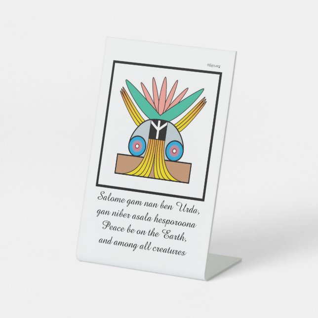 Salome Peace Symbol & Meditation Mantra Sockelschild (Vorderseite)