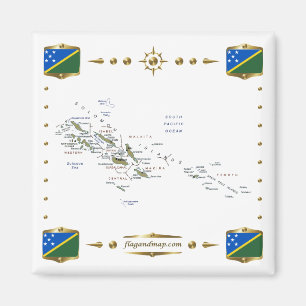 Salomon Islands Map + Flags Magnet