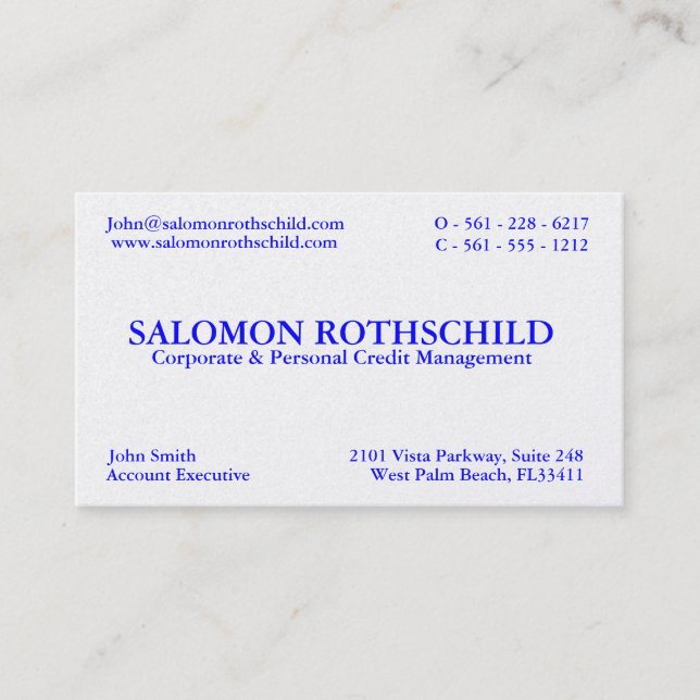 SALOMON ROTHSCHILD VISITENKARTE (Vorderseite)