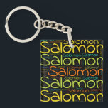 Salomon Schlüsselanhänger<br><div class="desc">Salomon. Show and wear this popular beautiful male first name designed as colorful wordcloud made of horizontal and vertical cursive hand lettering typography in different sizes and adorable fresh colors. Wear your positive french name or show the world whom you love or adore. Merch with this soft text artwork is...</div>