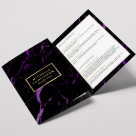 Salon aus schwarzem und Lila Marmor oder Produktbr Dreifach Gefaltete Karte