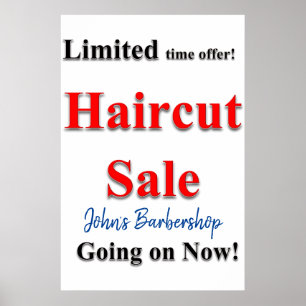 Salon Barbershop Posters Limited Haircut Sale Poster