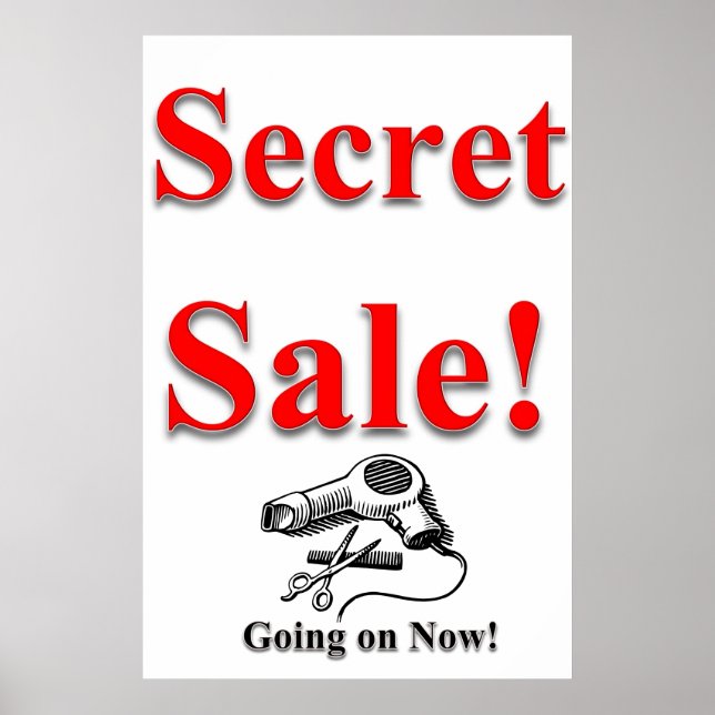 Salon Barbershop Posters Secret Sale White Black Poster (Vorne)