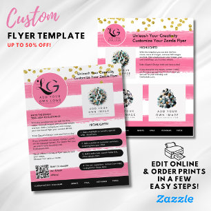 ⭐️ SALON BEAUTY PINK GOLD GIRL Einfache LOGO-Vorla Flyer