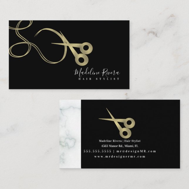 Salon Beauty Schere Imitate Gold Visitenkarte (Vorne/Hinten)