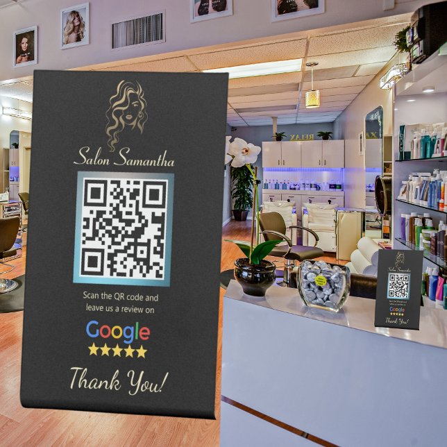 Salon Black Google Review Stand Sockelschild (Von Creator hochgeladen)