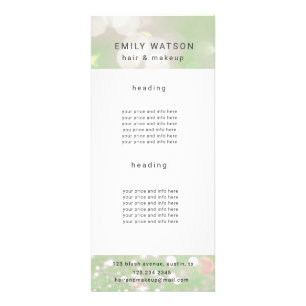 Salon-Bokeh-Pastell-Glanz-Preisliste Werbekarte