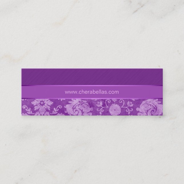 Salon Bookmark Spa damask floral flower purple Mini Visitenkarte (Vorderseite)