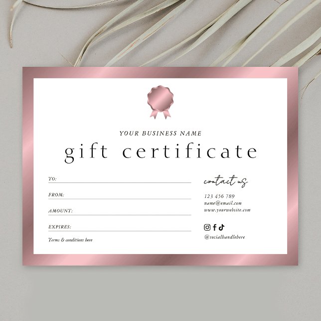 Salon Bronze Rose Gold Effekt Geschenkgutschein (Von Creator hochgeladen)