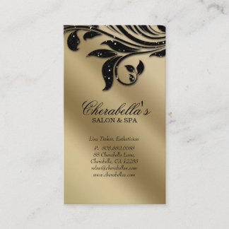 Salon Business Card Elegantes Schwarzes Silber Gol Terminkarte