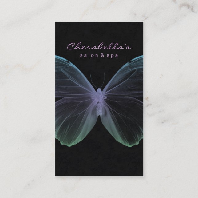 Salon Business Card Spa Butterfly Blue Purple Visitenkarte (Vorderseite)
