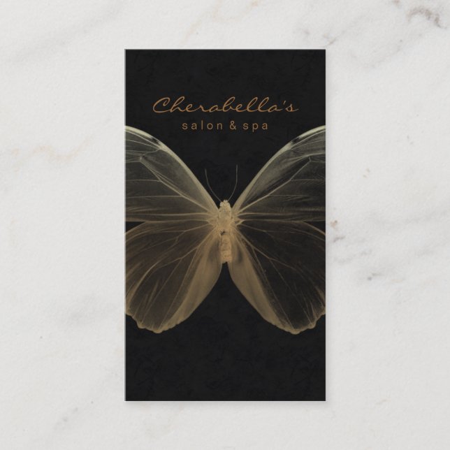 Salon Business Card Spa Butterfly Gold Visitenkarte (Vorderseite)
