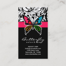 Salon Business Cards Spa Butterfly Colorful Pink Visitenkarte