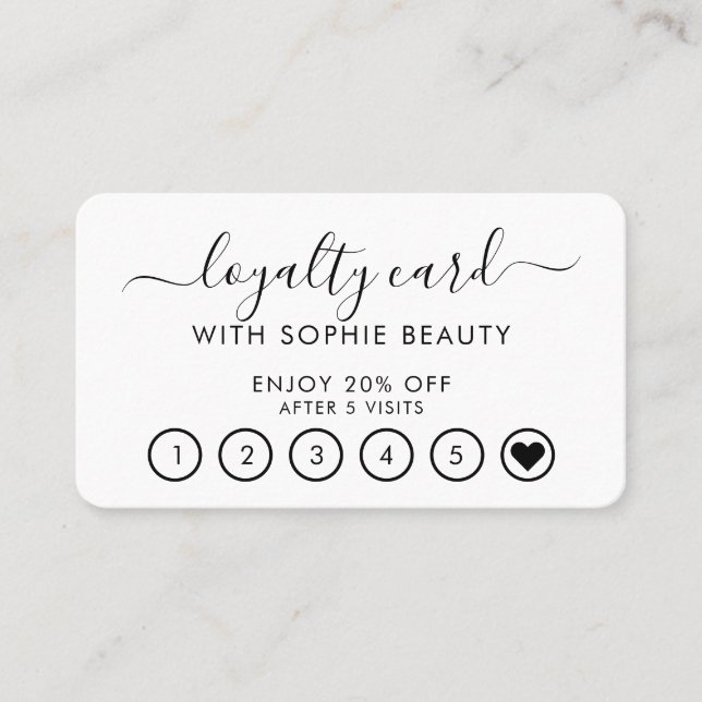 Salon Business Modern Monogram Script Loyalty Card Treuekarte (Vorderseite)
