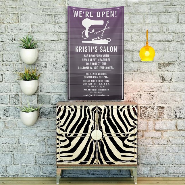 Salon Business We're Open Purple Ombre Banner (Von Creator hochgeladen)