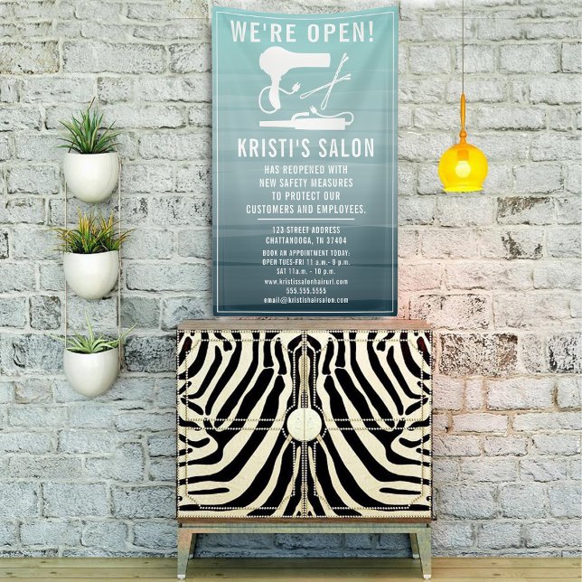 Salon Business Wir sind offen Aquamarin Ombre Banner (Von Creator hochgeladen)
