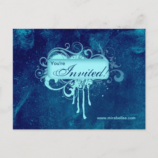 Salon Concrete Grunge Blue Denim Einladungspostkarte (Vorderseite)