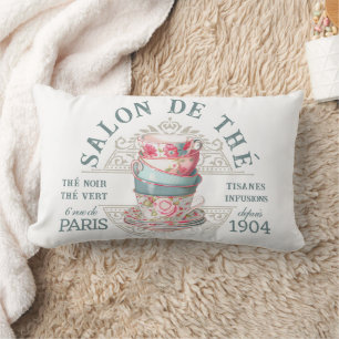 Salon de Thé Tearoom Pink Aquamarin Teakup Tee Lendenkissen